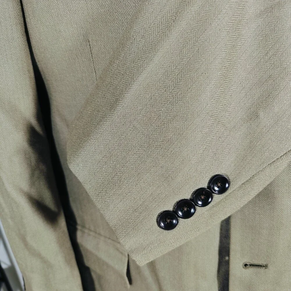 Nautica Lord Taylor Men's Sport Coat‎ Blazer Brown Herringbone Silk Wool Sz 44L